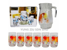 DDHE-7#DDH+1010/L7#1.6L GLASS JUG+6CUP SET(CRYSTALSOGA)